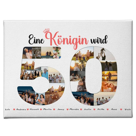 Geschenk Leinwand individuell Königin wird 50 Geburtstag mit Fotos 1