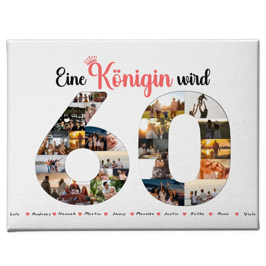 Leinwand als Geschenkidee Königin wird 60 Geburtstag mit Fotos 1