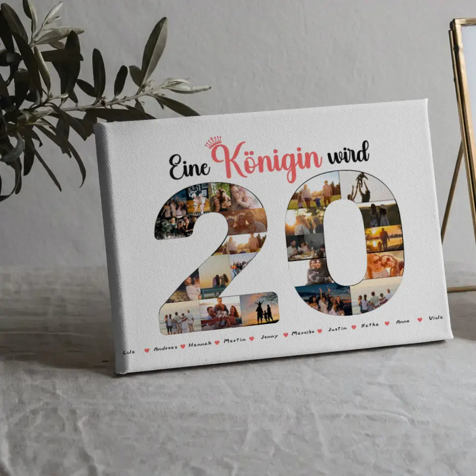 Leinwand Geschenk personalisiert Königin wird 20 Geburtstag mit Fotos