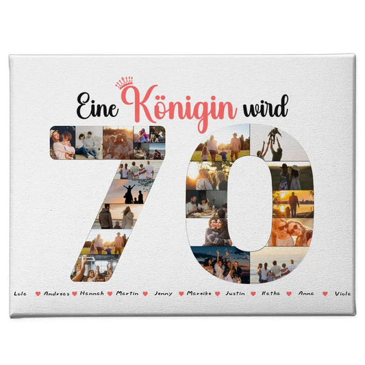 Leinwand Geschenk Königin wird 70 Geburtstag mit Fotos in Zahlen 1
