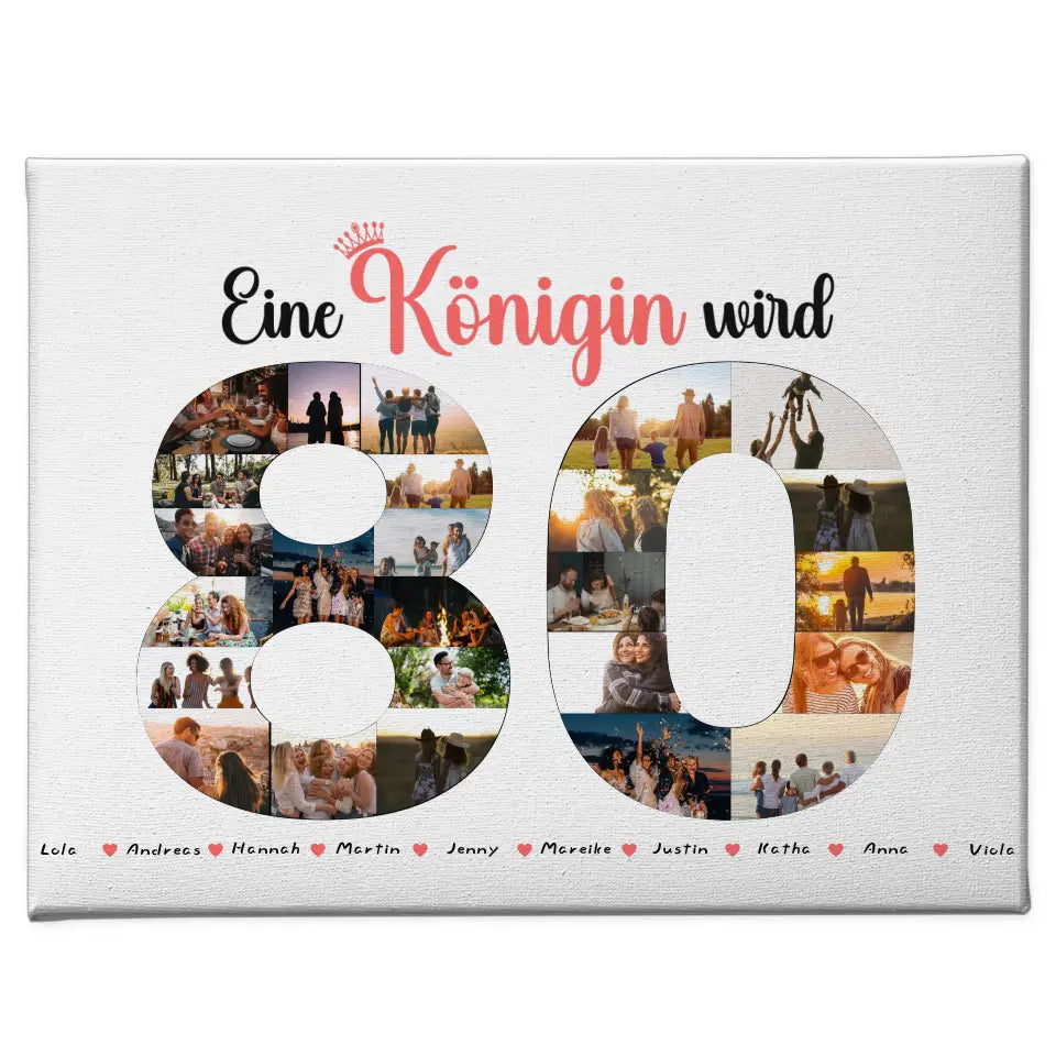 Geschenk Leinwand personalisiert Königin wird 80 Geburtstag mit Fotos