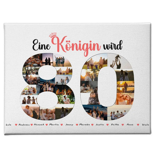 Geschenk Leinwand personalisiert Königin wird 80 Geburtstag mit Fotos 1