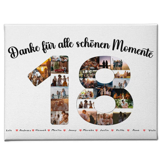 Leinwand personalisiert 18 Geburtstag Danke für Momente mit Fotos 1