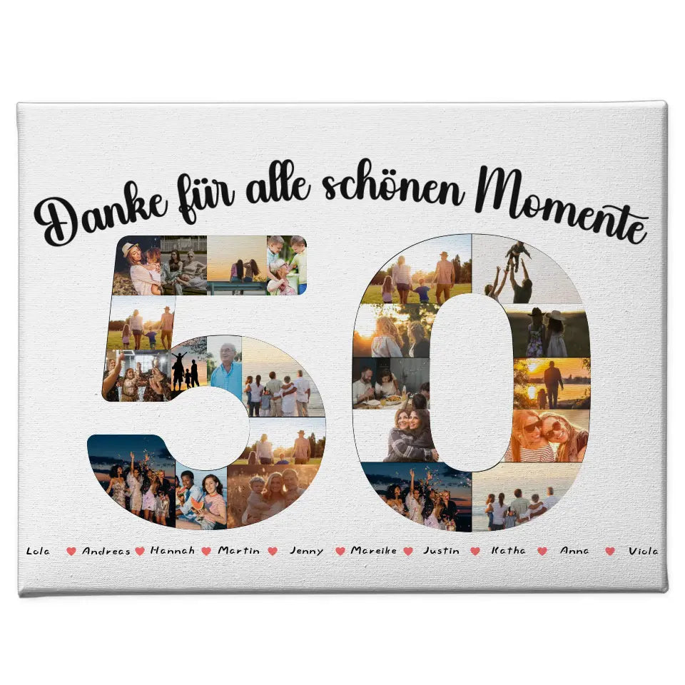 Leinwand Geschenk personalisiert 50 Geburtstag Danke für Momente mit Fotos 1