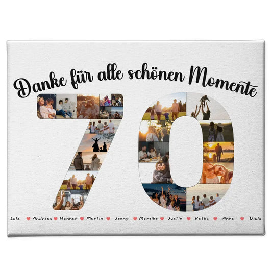 Eigenes Design Leinwand 70 Geburtstag Danke für Momente mit Fotos 1