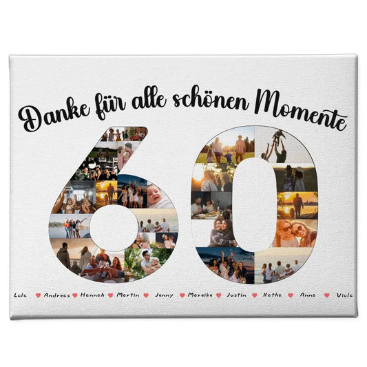 Leinwand Geschenk 60 Geburtstag Danke für Momente mit Fotos 1