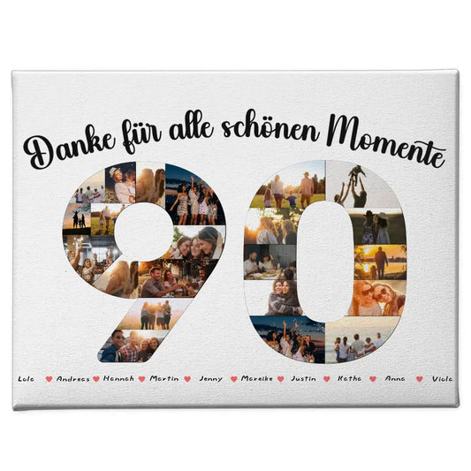 Leinwand als Geschenkidee 90 Geburtstag Danke für Momente mit Fotos 1