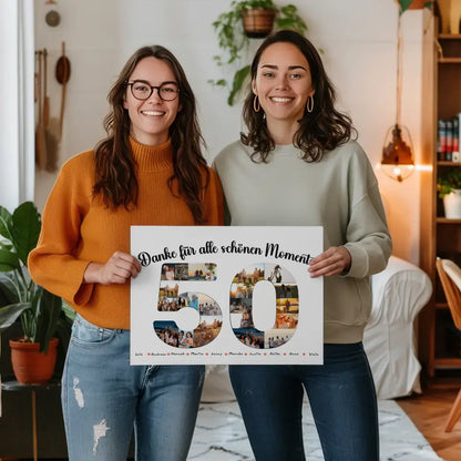 Leinwand Geschenk personalisiert 50 Geburtstag Danke für Momente mit Fotos 2