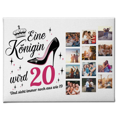 Geschenk Leinwand personalisiert Eine Königin wird 20 Geburtstag mit 12 Fotos