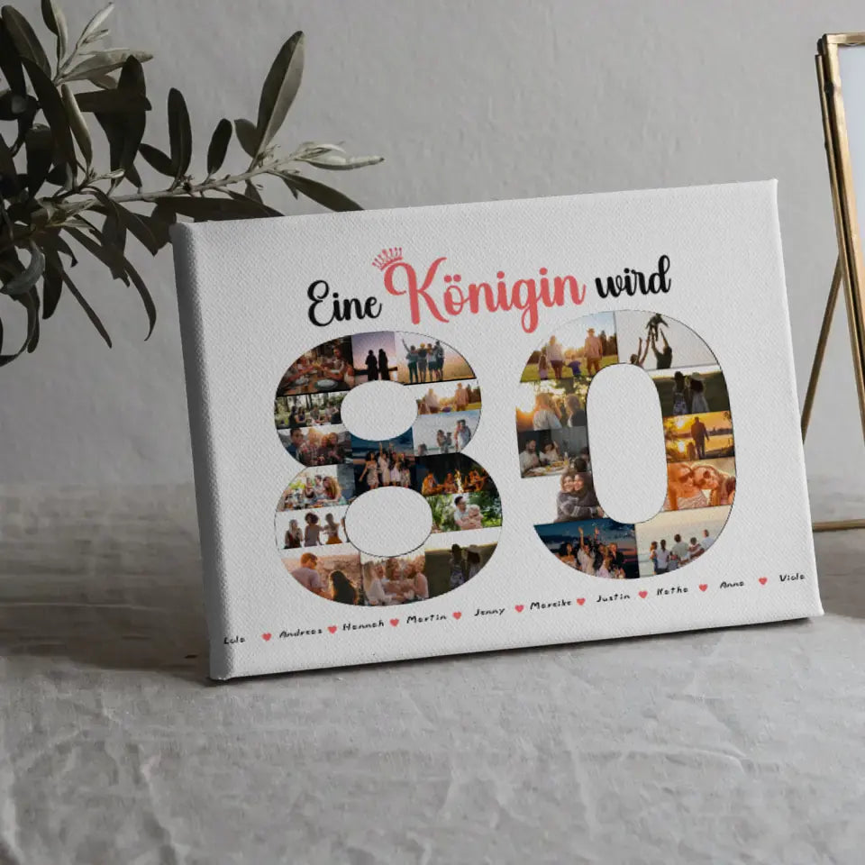 Geschenk Leinwand personalisiert Königin wird 80 Geburtstag mit Fotos