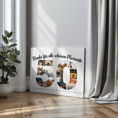 Leinwand Geschenk personalisiert 50 Geburtstag Danke für Momente mit Fotos 3