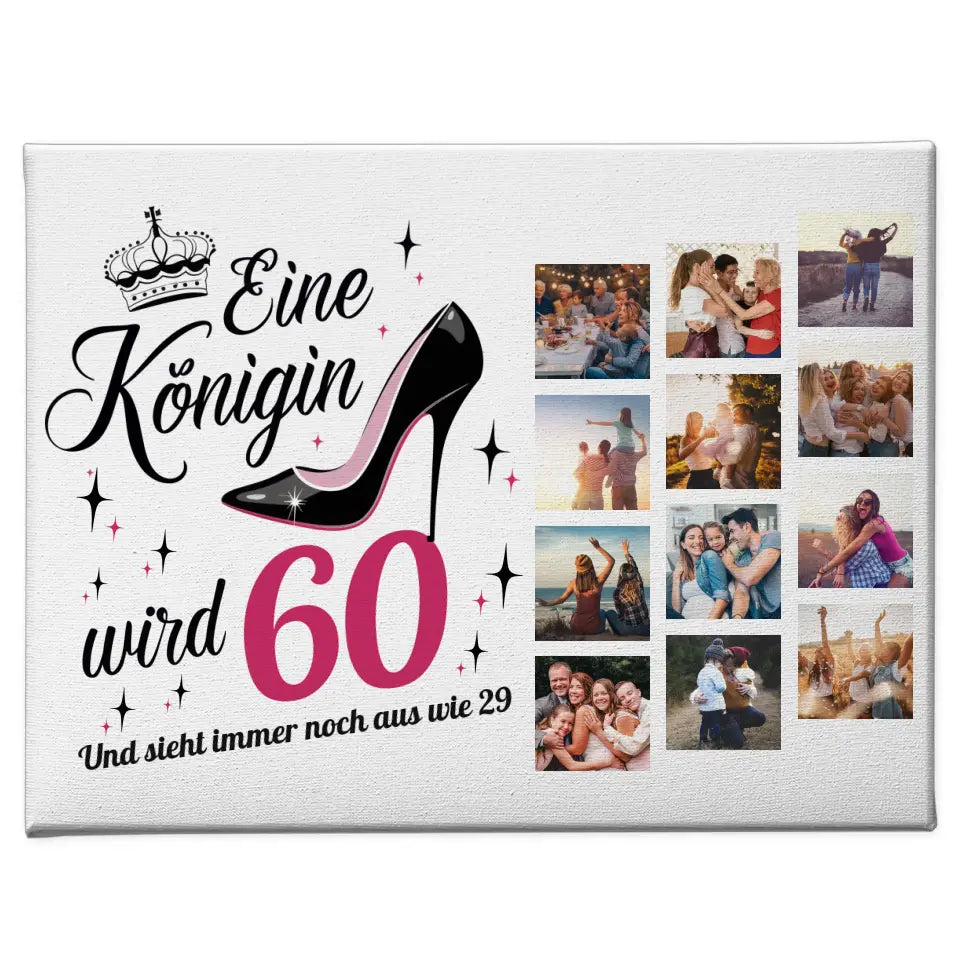 Geburtstag Leinwand personalisiert Eine Königin wird 60 Geburtstag mit Fotos