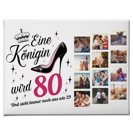 Leinwand Geschenk personalisiert Eine Königin wird 80 Geburtstag mit Fotos 1
