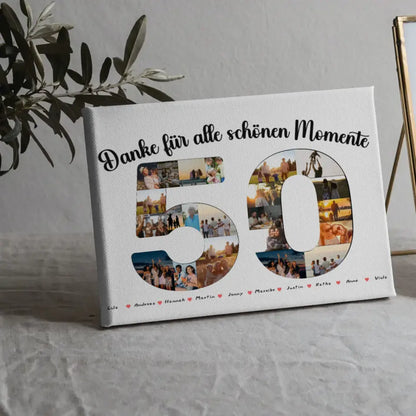 Leinwand Geschenk personalisiert 50 Geburtstag Danke für Momente mit Fotos 5