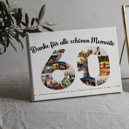 Leinwand Geschenk 60 Geburtstag Danke für Momente mit Fotos