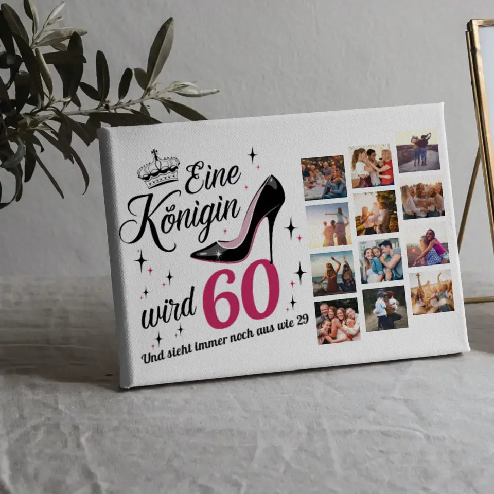 Geburtstag Leinwand personalisiert Eine Königin wird 60 Geburtstag mit Fotos