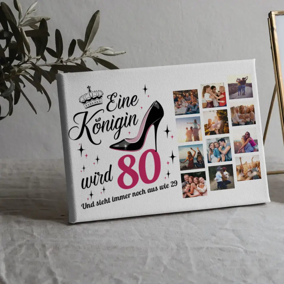 Leinwand Geschenk personalisiert Eine Königin wird 80 Geburtstag mit Fotos