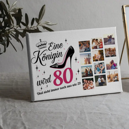 Leinwand Geschenk personalisiert Eine Königin wird 80 Geburtstag mit Fotos