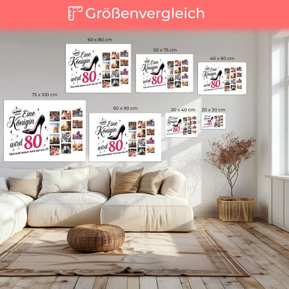 Leinwand Geschenk personalisiert Eine Königin wird 80 Geburtstag mit Fotos