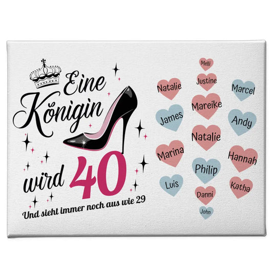 Leinwand Geschenk Königin wird 40 Geburtstag mit bis zu 19 Namen 1