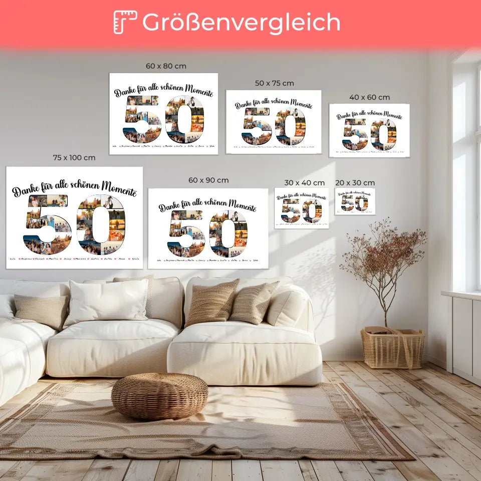 Leinwand Geschenk personalisiert 50 Geburtstag Danke für Momente mit Fotos 6