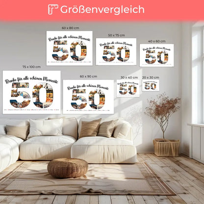 Leinwand Geschenk personalisiert 50 Geburtstag Danke für Momente mit Fotos 6