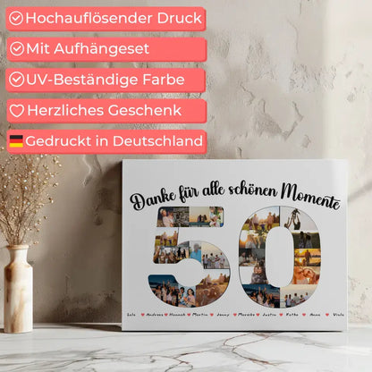 Leinwand Geschenk personalisiert 50 Geburtstag Danke für Momente mit Fotos 7