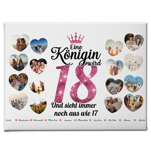Individuelles Leinwand Königin wird 18 Geburtstag mit Herz Fotos 1