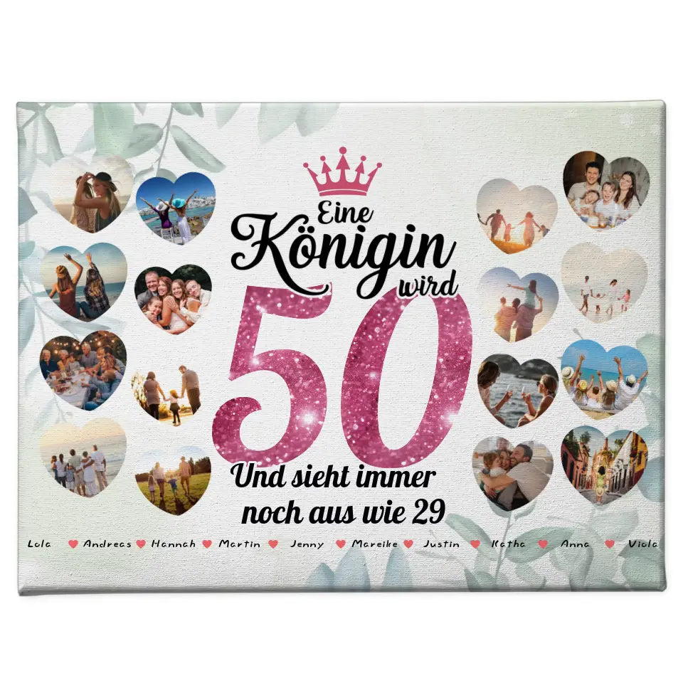 Geschenk Leinwand individuell Königin wird 50 Geburtstag mit Fotos