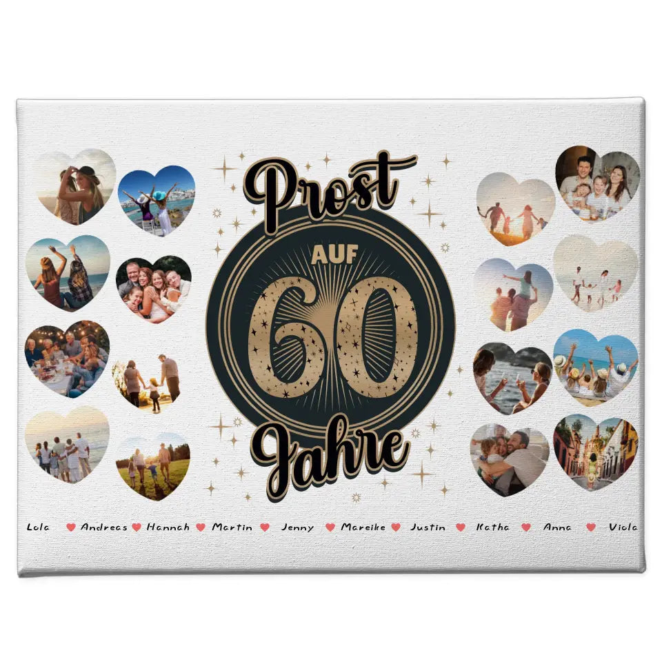 Leinwand Geschenk Prost auf 60 Geburtstag Vintage Personalisiert 1