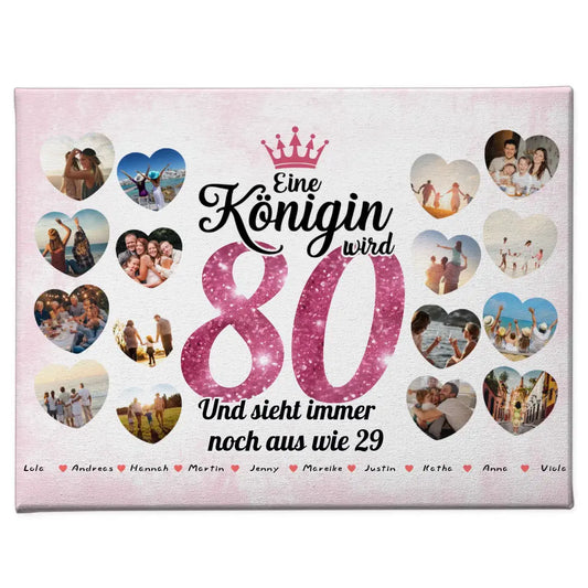 Geschenk Leinwand personalisiert Königin wird 80 Geburtstag mit Herz Fotos 1