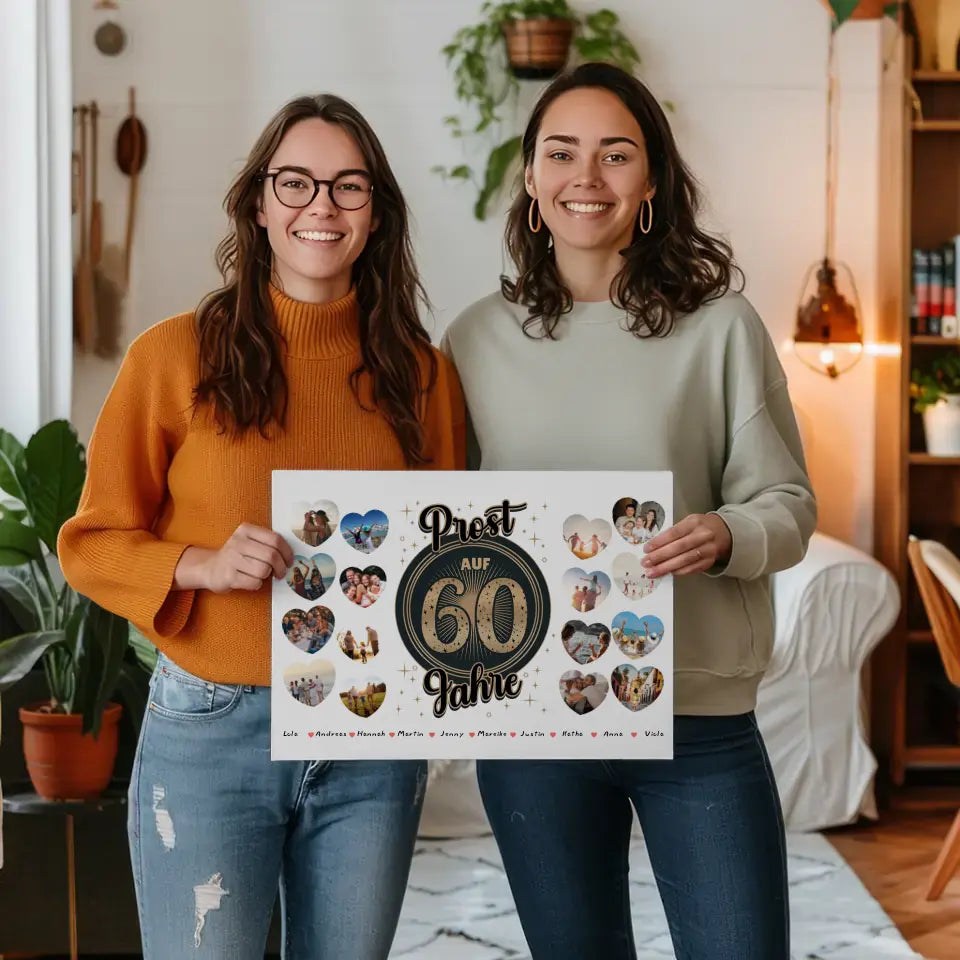 Leinwand Geschenk Prost auf 60 Geburtstag Vintage Personalisiert 2