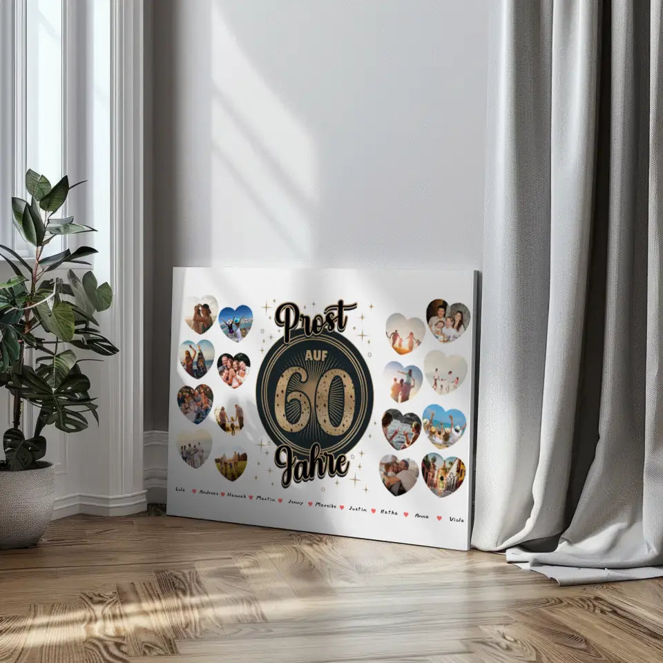 Leinwand Geschenk Prost auf 60 Geburtstag Vintage Personalisiert 3