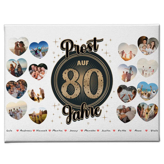 Geschenk Leinwand individuell Prost auf 80 Geburtstag Vintage 1