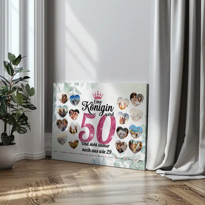 Geschenk Leinwand individuell Königin wird 50 Geburtstag mit Fotos