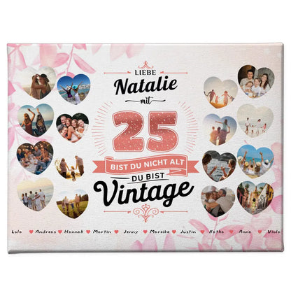 Leinwand zum 25 Geburstag Nicht alt sondern Vintage mit Name