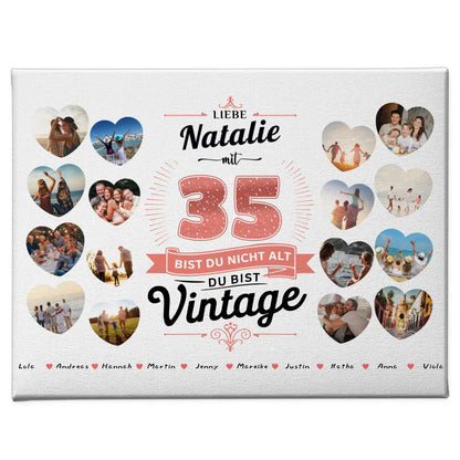 Personalisierte Leinwand 35 Geburstag Nicht alt sondern Vintage mit Name