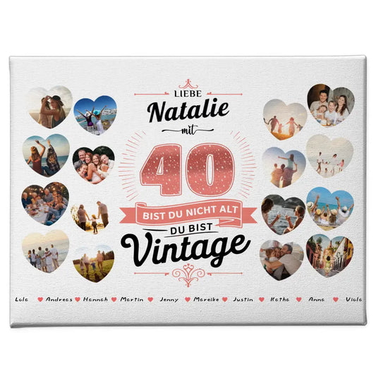 Geburtstags Leinwand personalisiert 40 Geburstag Du bist Vintage mit Name 1