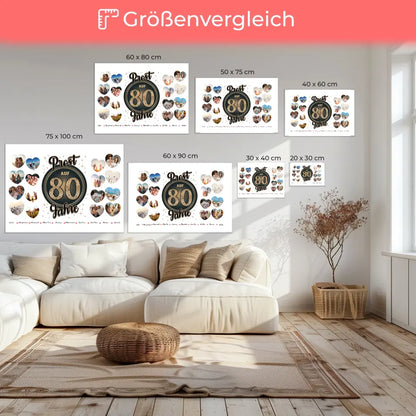 Geschenk Leinwand individuell Prost auf 80 Geburtstag Vintage