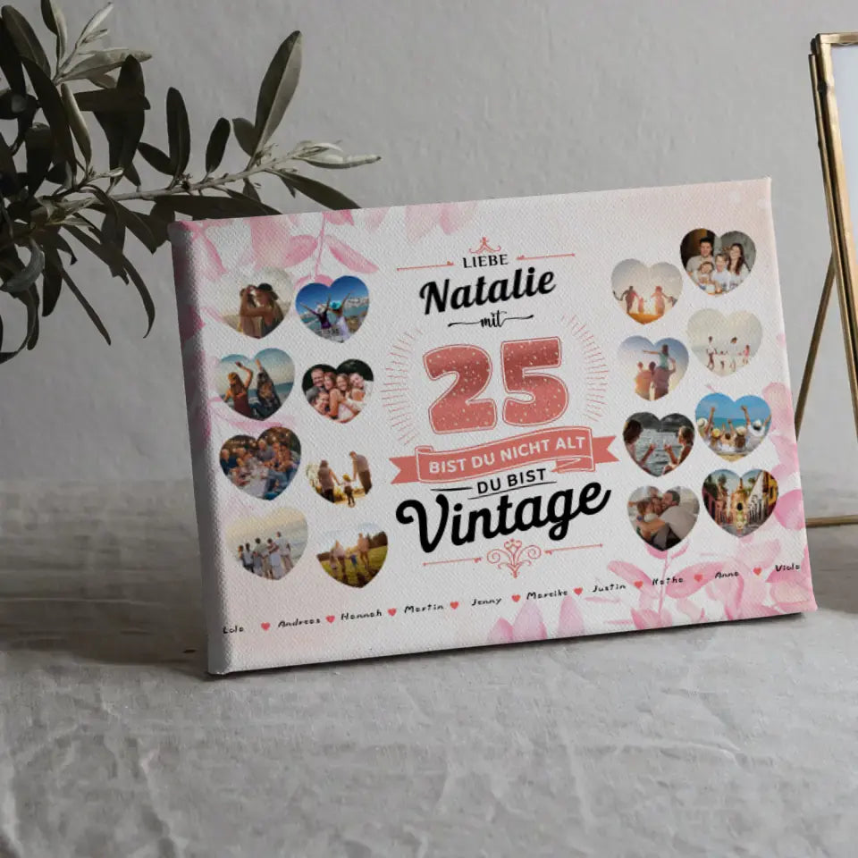 Leinwand zum 25 Geburstag Nicht alt sondern Vintage mit Name