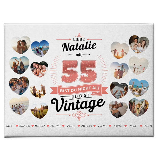 Leinwand Geschenk zum 55 Geburstag Nicht alt sondern Vintage mit Name 1