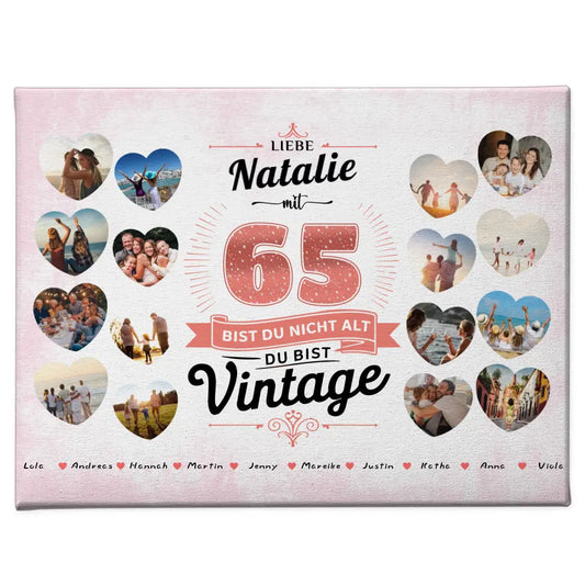Geschenk Leinwand individuell 65 Geburstag Nicht alt sondern Vintage mit Name 1