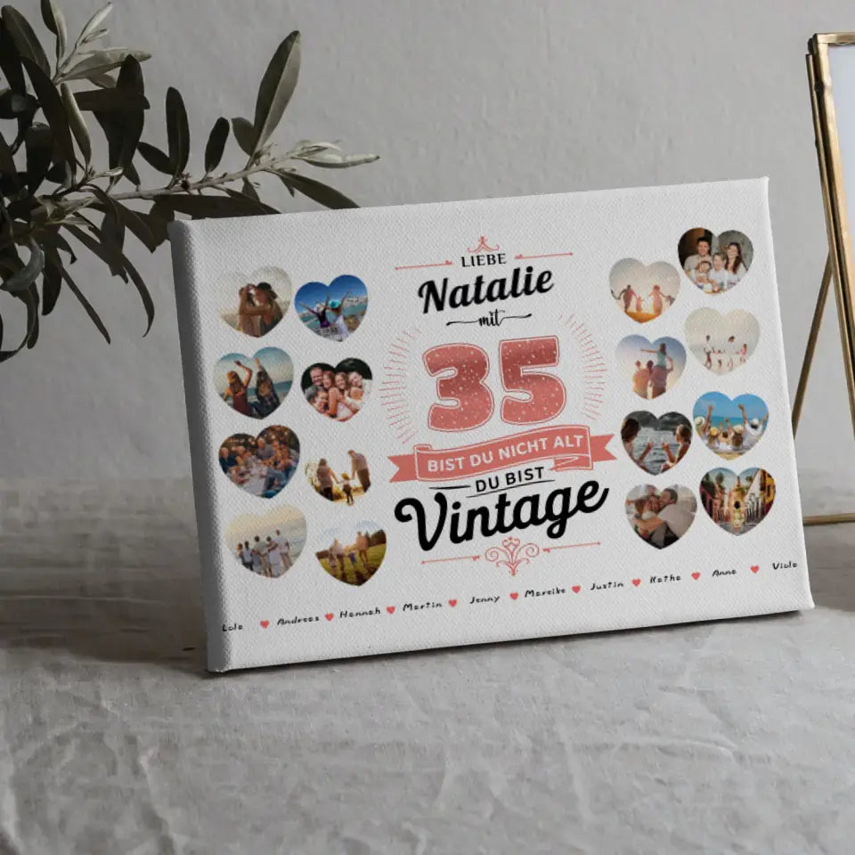 Personalisierte Leinwand 35 Geburstag Nicht alt sondern Vintage mit Name