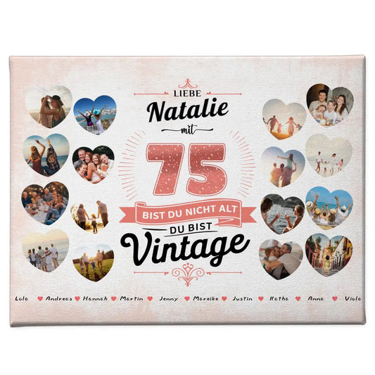 Leinwand Geschenk zum 75 Geburstag Nicht alt sondern Vintage mit Name 1
