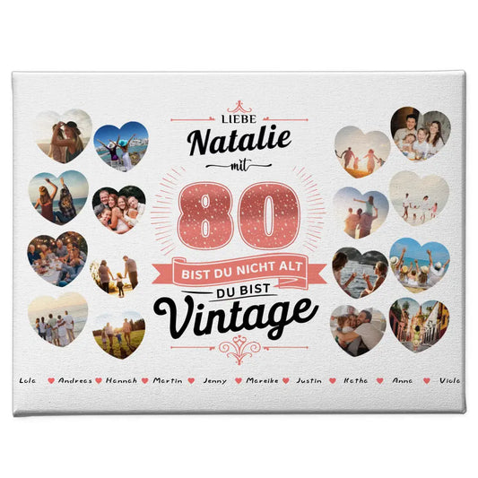 Geschenk Leinwand personalisiert 80 Geburstag Du bist Vintage mit Name 1