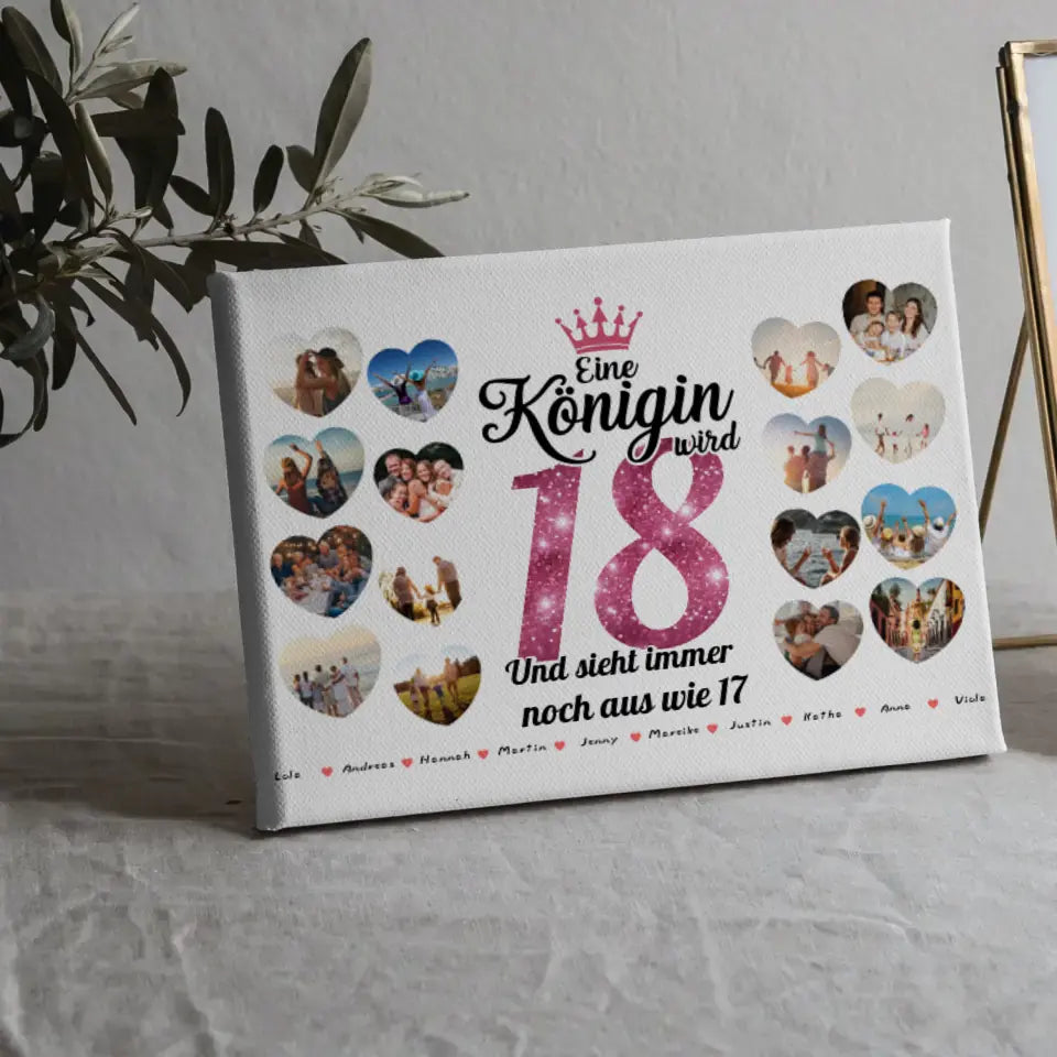 Individuelles Leinwand Königin wird 18 Geburtstag mit Herz Fotos