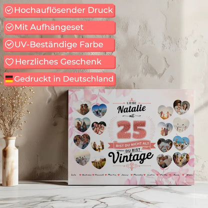 Leinwand zum 25 Geburstag Nicht alt sondern Vintage mit Name