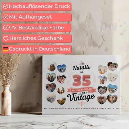 Personalisierte Leinwand 35 Geburstag Nicht alt sondern Vintage mit Name