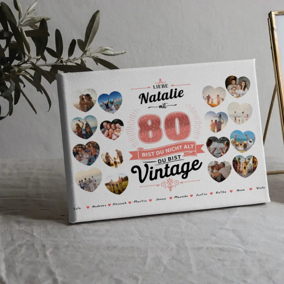 Geschenk Leinwand personalisiert 80 Geburstag Du bist Vintage mit Name