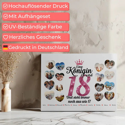 Individuelles Leinwand Königin wird 18 Geburtstag mit Herz Fotos